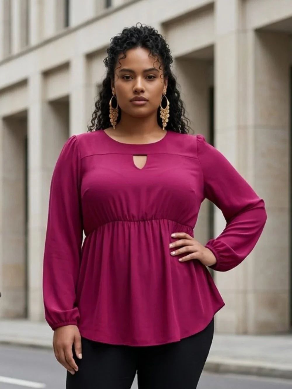 Torrid Babydoll Gauze Keyhole Front Tunic Top Maroon Crinkle Crepe Plus Blouse 2